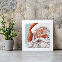 Artistic Christmas Santa Canvas Print, Modern Santa Claus Sketch Canvas, Holiday Wall Art Decor, Minimalist Xmas Canvas Painting Present