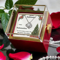 Hauoli Kalikimaka Daughter Present, Hawaiian Christmas Love Knot Necklace, CZ Crystal Pendant Necklace, Tropical Holiday Jewelry from Dad