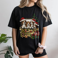Puppies in Camo Gift Box Shirt, Beagle Christmas T-Shirt, Adorable Dog Lover Graphic Tee, Humorous Holiday Pet T-Shirt, Xmas Dog Lover Present Shirt