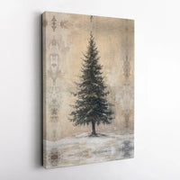 Rustic Winter Landscape Wall Art, Snowy Pine Tree Canvas Print, Christmas Tree Poster, Farmhouse Holiday Decor, Digital Download Art