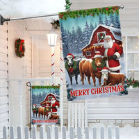 Santa Cows Red Barn Flag, Christmas Farm Garden Flag, Farmhouse Christmas Yard Flag, Winter Holiday Outdoor Flag Decor