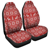 Nordic Reindeer Knit Car Seat Covers, Christmas Car Seat Covers, Holiday Festive Seat Protectors, Polar Fleece Winter Auto Decor Present