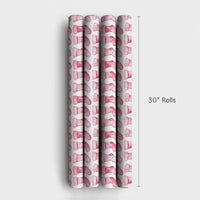 Adorable Holiday Gift Wrap, Pink Stocking Christmas Wrapping Paper, Watercolor Xmas Wrapping Paper, Baby's First Christmas Gift Wrapping Paper