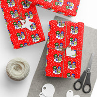 Red Holiday Gift Wrap, Snowman Family Christmas Wrapping Paper, Adorable Winter Snowmen Wrapping Paper, Festive Xmas Holiday Wrapping Paper