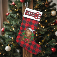 Red Buffalo Plaid Cat Stocking, Personalized Cat Christmas Stocking, Custom Pet Name Holiday Stocking, Comfy Fireplace Decor, Cat Lover Present