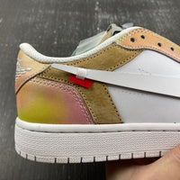 Low Top Sneakers, White Yellow Pink Colorway, Lace Up Design, Casual Gift for Sneaker Fans