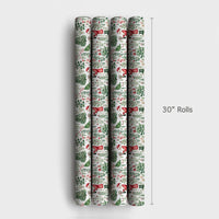 Botanical Christmas Tree Gift Wrap, Watercolor Santa Wrapping Paper, Nostalgic Holiday Santa Wrapping Paper, Vintage Christmas Present Wrap