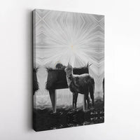 Minimalist Llama Christmas Wall Art, Nativity Scene Canvas Print, Adorable Animal Religious Canvas Decor, Whimsical Holiday Home Wall Art