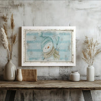Whimsical Snowflake Print, Vintage Snowman Canvas Wall Art, Distressed Snowman Canvas, Christmas Wall Decor, Digital Download Present