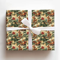 Teddy Bear Rocking Horse Gift Wrap, Vintage Toy Christmas Wrapping Paper, Nostalgic Xmas Wrapping Paper Roll, Retro Holiday Gift Wrap