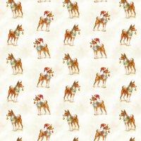 Watercolor Holiday Pup Gift Wrap, Basenji Dog Christmas Wrapping Paper, Canine Lover Present Paper, Festive Pet Winter Wrapping Paper Roll