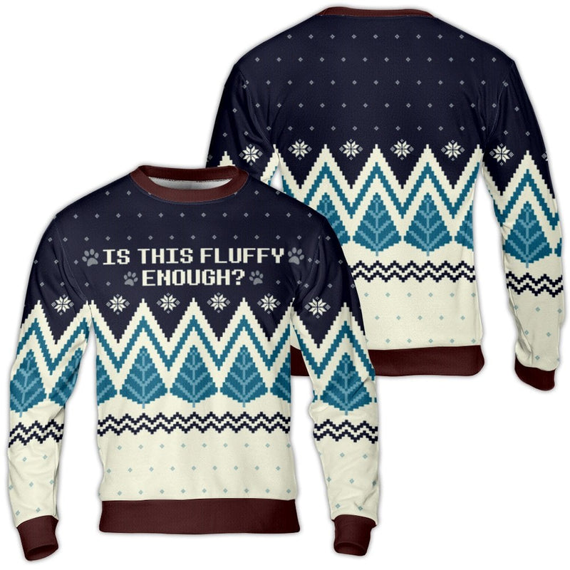 Dog Lover Christmas Sweater, Is This Fluffy Enough Ugly Sweater, Humorous Paw Print Sweatshirt, Adorable Pet Holiday Sweater