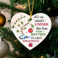 Ceramic Quote Keepsake, It's Not What's Under the Tree Ornament, Christmas Heart Ornament, Festive Tree Heart Ornament, Holiday Present