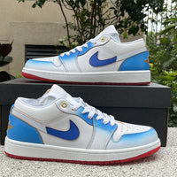 Low Top Sneakers, Blue White Colorway, Lace Up Design, Casual Gift for Sneaker Fans