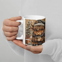 Festive Winter Coffee Mug, Highland Cow Christmas Mug, Highland Cow Holiday Ceramic Mug, Adorable Cow Xmas Coffee Cup, Animal Lover Present