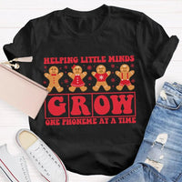 SLP Holiday T-Shirt, Speech Pathologist Christmas Shirt, Helping Little Minds Grow One Phoneme at a Time Tee, Speech Therapy Christmas Tee