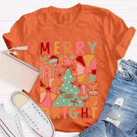Festive Holiday Graphic Tee, Merry and Bright Christmas Trees T-Shirt, Adorable Winter Tree Shirt, Christmas Season Unisex Apparel Present