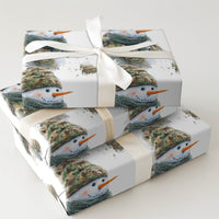 Tactical Soldier Christmas Gift Wrap, Military Camo Snowman Wrapping Paper, Army Veteran Holiday Paper, Festive Present Wrapping Paper, Present