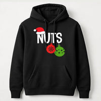 Humorous Holiday Ornament Graphic Sweatshirt, Nuts Christmas Hoodie, Couple Xmas Hooded Pullover, Festive Winter Apparel Present