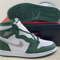 High Top Sneakers, White Green Colorway, Lace Up Design, Casual Gift for Sneaker Fans