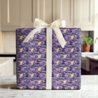 Purple Snowy Forest Gift Wrap, Winter Cabin Wrapping Paper, Comfy Cabin Christmas Wrapping Paper, Holiday Gift Wrap Roll, Winter Gift Wrap