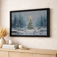 Winter Landscape Art Print, Snowy Forest Christmas Tree Wall Art, Festive Holiday Digital Download, Xmas Tree Poster Decor Present