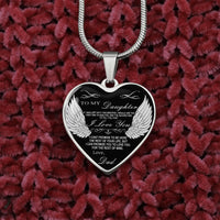 Father and Daughter Keepsake Pendant, To My Daughter Heart Necklace, Surgical Steel Heart Jewelry, Meaningful Christmas Present from Dad