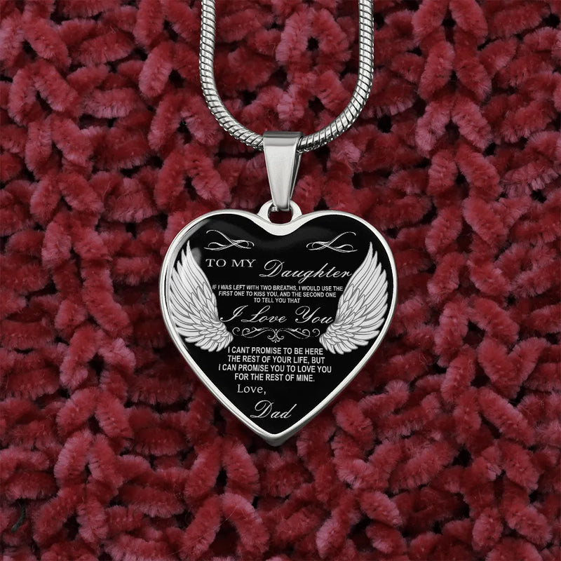 Father and Daughter Keepsake Pendant, To My Daughter Heart Necklace, Surgical Steel Heart Jewelry, Meaningful Christmas Present from Dad