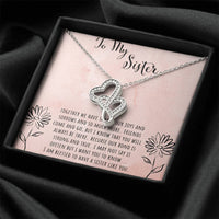 Interlocking Crystal Heart Necklace, Sister Double Heart Necklace, Meaningful Sister Heart Pendant Necklace, Birthday Christmas Present for Her