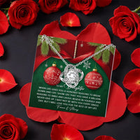 Holiday CZ Crystal Love Knot Pendant, Daughter Love Knot Necklace, Rotating Rose Box Necklace, Christmas Jewelry Present for Daughter