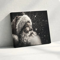 Black and White Snowy Portrait Canvas Print, Vintage Santa Claus Canvas Art, Festive Christmas Wall Canvas, Holiday Home Decor Present