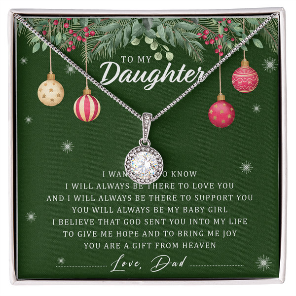 Eternal Hope Necklace, To My Daughter Necklace, Cubic Zirconia Pendant Necklace, Christmas Present from Dad