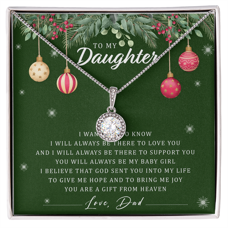 Eternal Hope Necklace, To My Daughter Necklace, Cubic Zirconia Pendant Necklace, Christmas Present from Dad