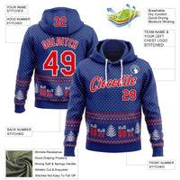 3D Festive Holiday Print Hoodie, Custom Christmas Ugly Sweater Hoodie, Personalized Name Number Sweatshirt, Sports Fan Xmas Pullover Hoodie