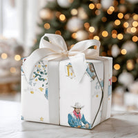 Country Christmas Gift Wrap, Western Cowboy Wrapping Paper, Watercolor Holiday Wrapping Paper, Rustic Cowgirl Gift Wrap Roll for Presents