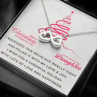 White Gold Finish Heart Pendant Necklace, Infinity Heart Necklace for Daughter, Christmas Holiday Daughter Necklace, Present from Mom