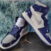Golf Shoes, Midnight Blue Colorway, Patent Leather Footwear, Lace Up Design, Casual Gift for Shoe Lovers