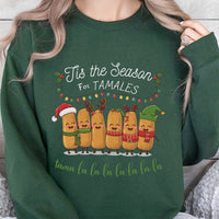 Humorous Mexican Food Christmas Crewneck, Tis the Season for Tamales Sweatshirt, Retro Foodie Holiday Pullover, Xmas Food Sweatshirt, Fan Present