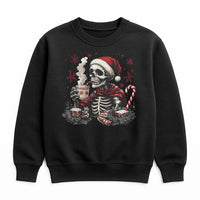 Spooky Christmas Skull Crewneck Sweatshirt, Skeleton Santa Sweatshirt, Humorous Goth Holiday Sweater, Retro Xmas Pullover Sweatshirt