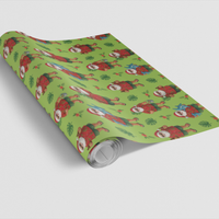 Hawaiian Beach Gift Wrap, Tropical Santa Wrapping Paper, Summer Christmas Wrapping Paper, Coastal Holiday Gift Wrap