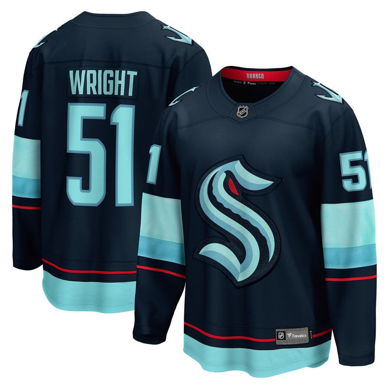 Seattle Kraken Shane Wright Deep Sea Blue Home Breakaway Player Jersey