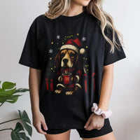 Adorable Puppy in Santa Hat Shirt, Beagle Christmas T-Shirt, Festive Dog Lover Holiday Graphic Tee, Xmas Pet Apparel Present for Women Men