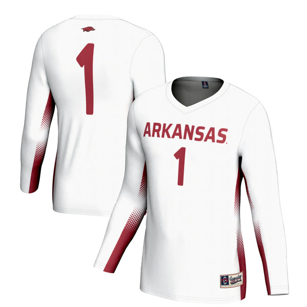 #1 Arkansas Razorbacks Lightweight Volleyball Jersey - White