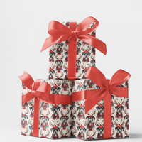 Festive Reindeer Antlers Dog Gift Wrap, Schnauzer Christmas Wrapping Paper, Holiday Pet Lover Wrapping Paper, Xmas Present Paper Roll