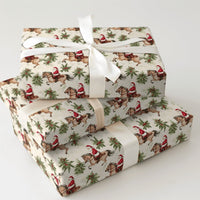 Horse Riding Santa Claus Gift Wrap, Equestrian Santa Wrapping Paper, Country Western Holiday Paper, Rustic Christmas Wrapping Paper Roll