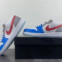 Low Top Sneakers, Blue White Red Colorway, Lace Up Design, Casual Gift for Sneaker Fans