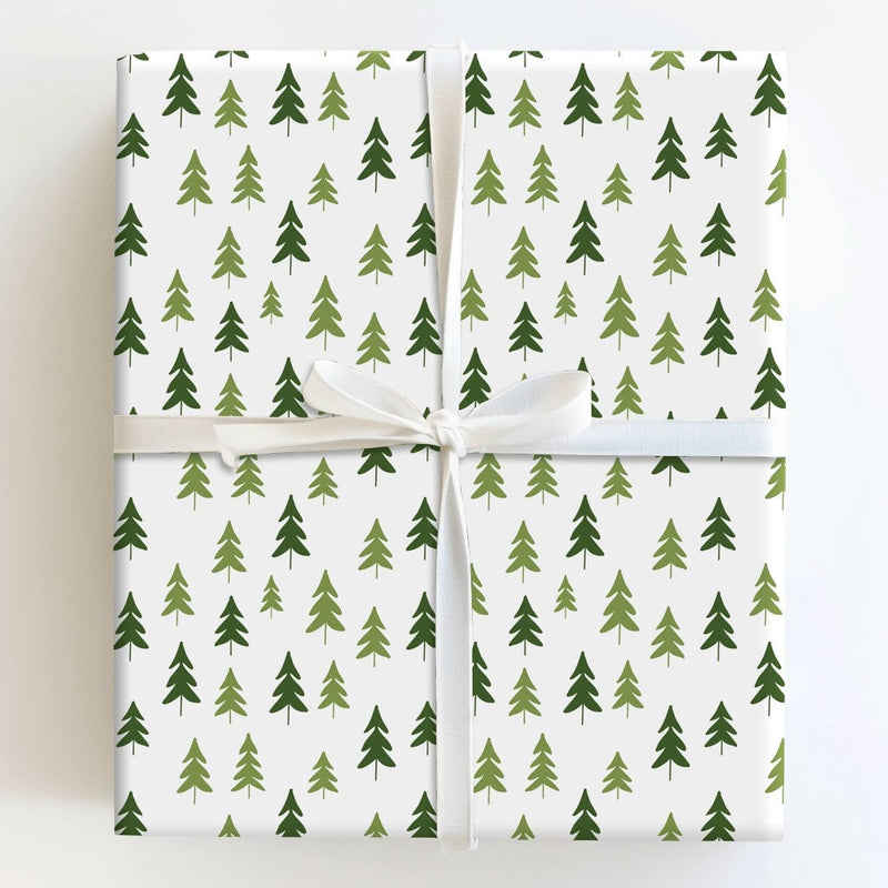 Minimalist Forest Holiday Gift Wrap, Pine Tree Christmas Wrapping Paper, Woodland Pine Tree Gift Wrapping Paper, Rustic Holiday Present Wrap