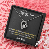 Daughter Birthday Necklace, Forever Love Heart Necklace, 14K Gold Finish Heart Pendant, Christmas Present for Daughter Message Card Jewelry