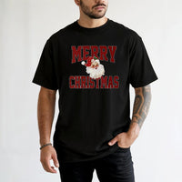 Retro Santa Claus Graphic Tee, Vintage Merry Christmas T-Shirt, Festive Holiday Season Shirt, Traditional Xmas Graphic Tee