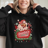 Santa's Coming to Town Graphic Hooded Sweatshirt, Retro Santa Hoodie, Vintage Christmas Pullover, Festive Santa Claus Hoodie Holiday Present